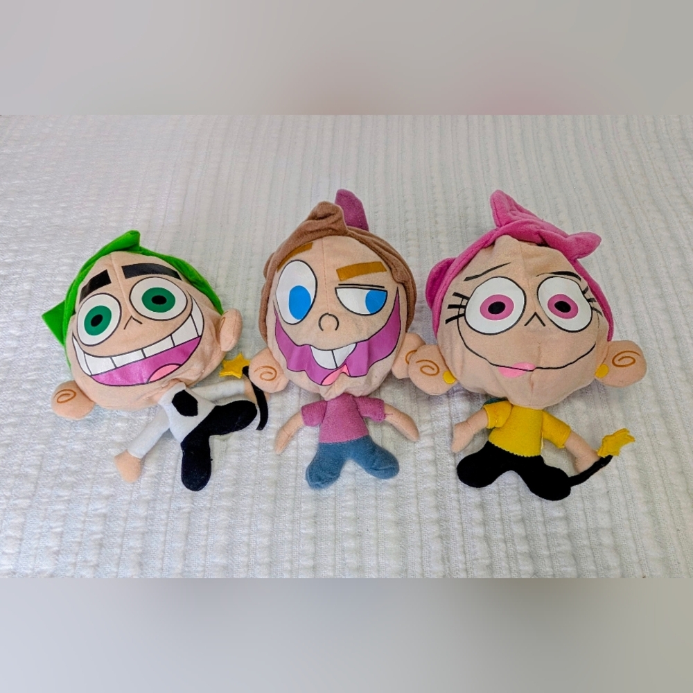 Fairly Odd Parents Vintage Reversible Plush Characters Cosmo, Wanda, Timmy